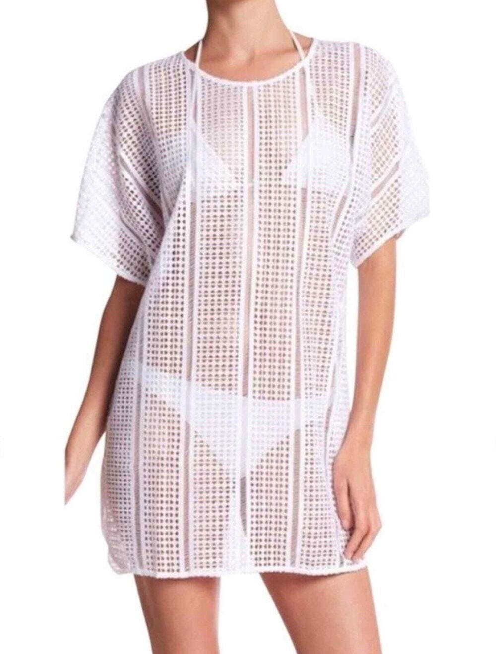 Mikoh NWT Ko Samui White Crochet Beach Coverup Tunic Dress 1 Small S
